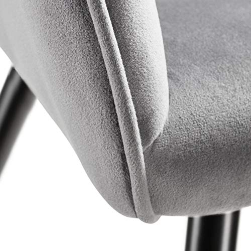 tectake® moderner Esszimmer Stuhl mit Armlehnen, Sitzfläche aus Samt, Armlehnstuhl, Sessel Wohnzimmer, gepolsterter Office Chair mit schwarzen Metallbeinen, Schminktisch Stuhl - Creme/schwarz