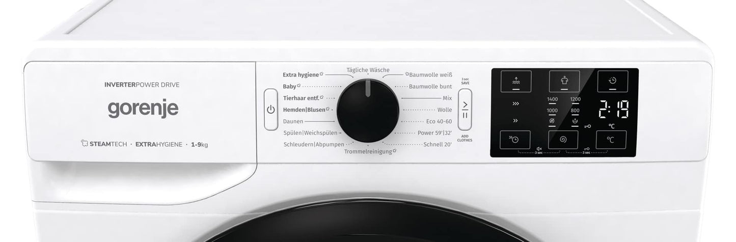 Gorenje WAM 74 SAP Waschmaschine mit Dampffunktion / 7 kg / 1400 U / 16 Programme/AquaStop/Inverter PowerDrive Motor/Edelstahltrommel/Kindersicherung/EEK A/weiß