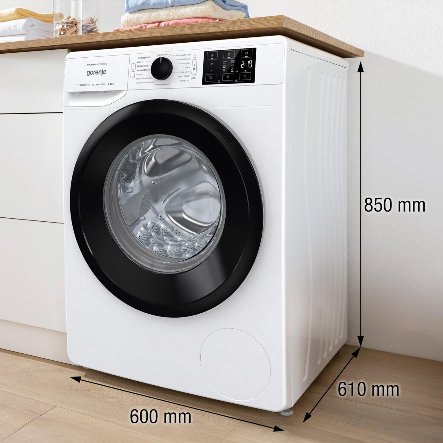 Gorenje WAM 74 SAP Waschmaschine mit Dampffunktion / 7 kg / 1400 U / 16 Programme/AquaStop/Inverter PowerDrive Motor/Edelstahltrommel/Kindersicherung/EEK A/weiß